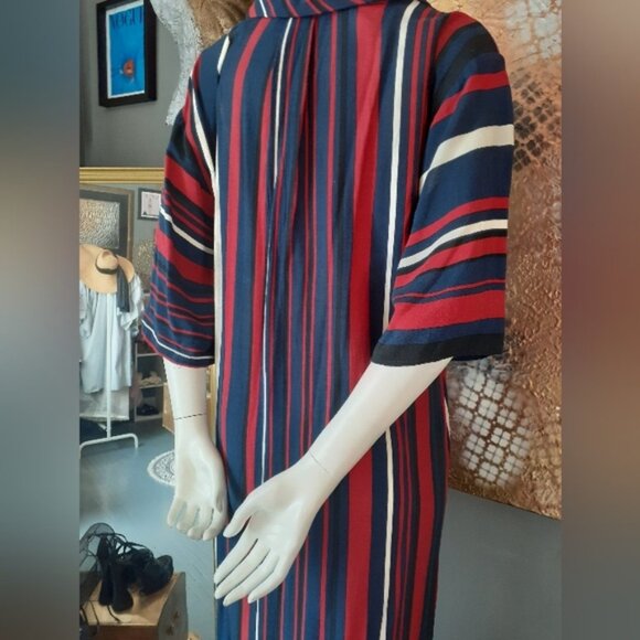 Zara Striped Navy and Red Midi Tunic Dress - Picture 4 of 16
